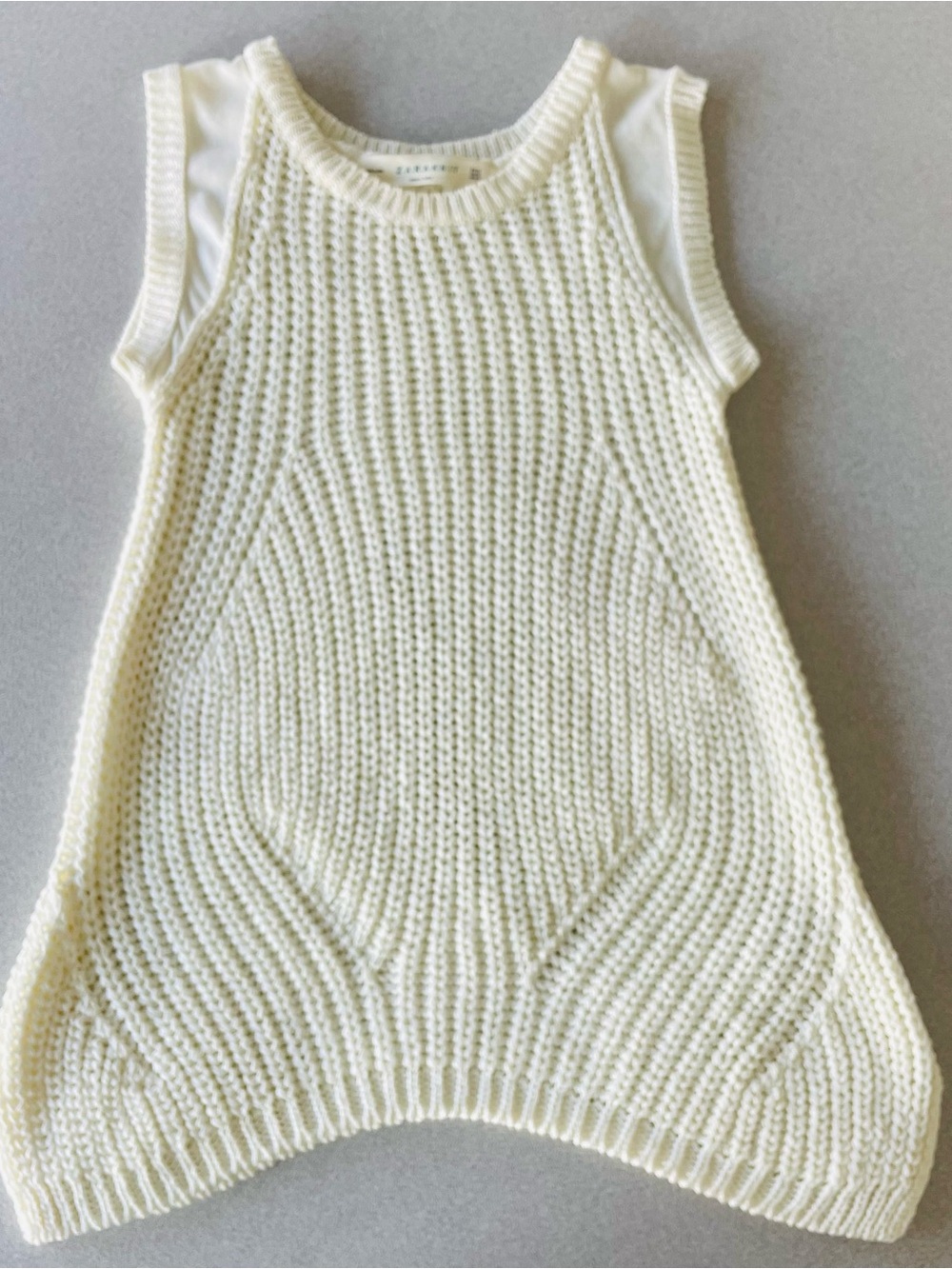 Zara Cream Knit Sleeveless Tunic Top Medium